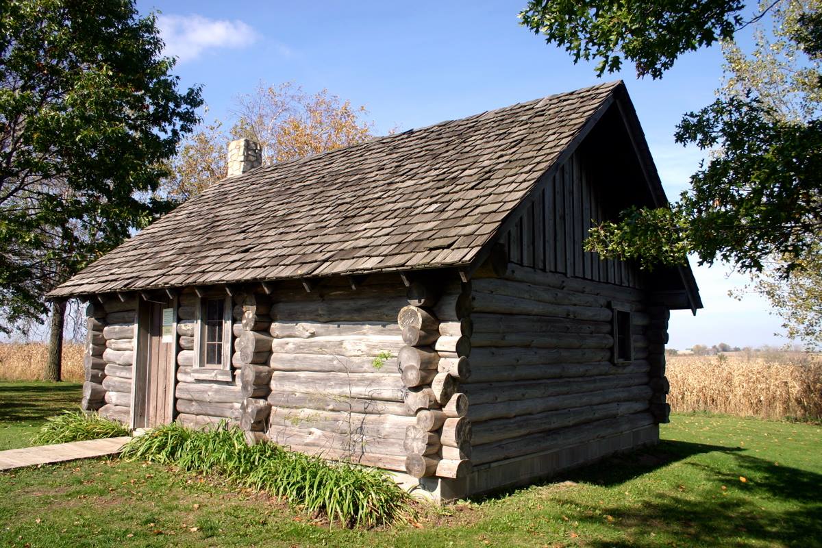 "Little House in the Big Woods" replica at Laura Ingalls Wilder Museum in Pepin, Wisconsin